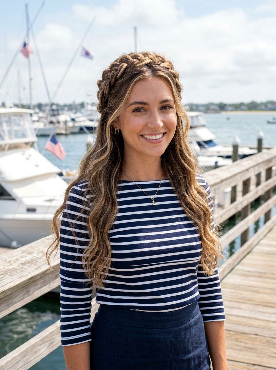 Milkmaid Braid Half Updo - 20 vacation hairstyle with braided half updo - 20 vacation hairstyle with braided half updo