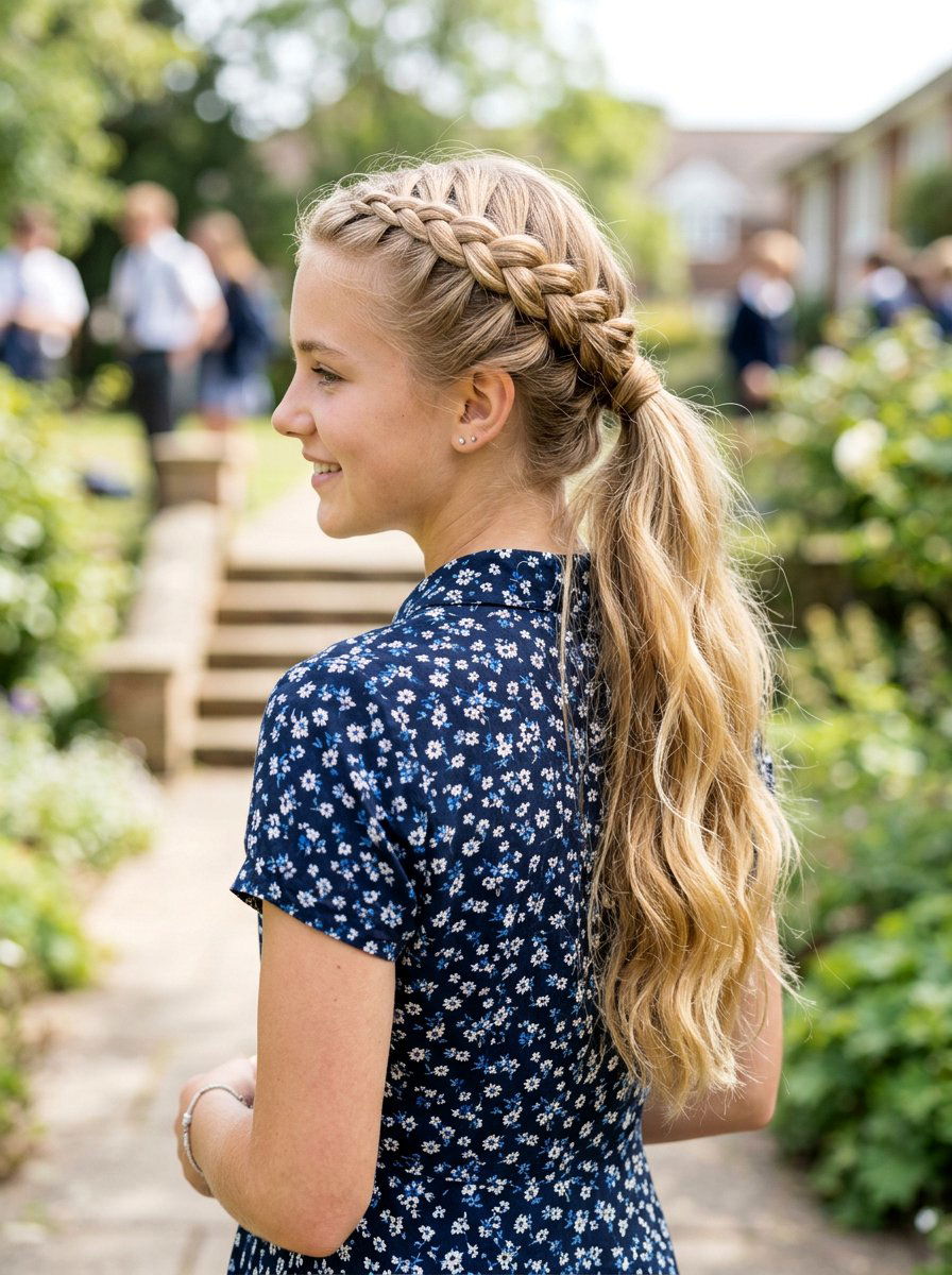 Milkmaid Braid Ponytail Combo - 20 school braid ponytail for long hair - 20 school braid ponytail for long hair