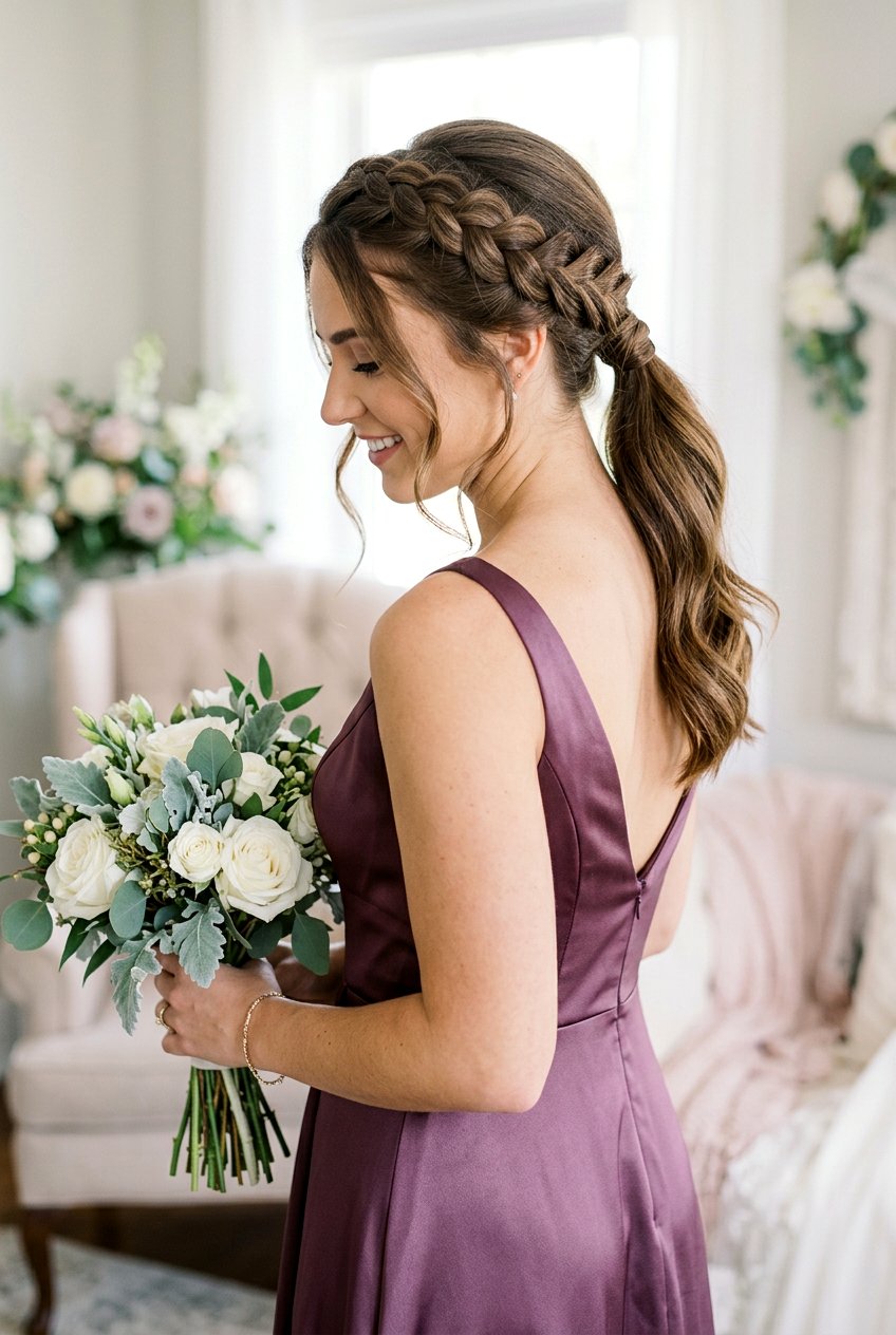 Milkmaid Braid Ponytail for Bridesmaids - 20 bridesmaid ponytail with braid - 20 bridesmaid ponytail with braid