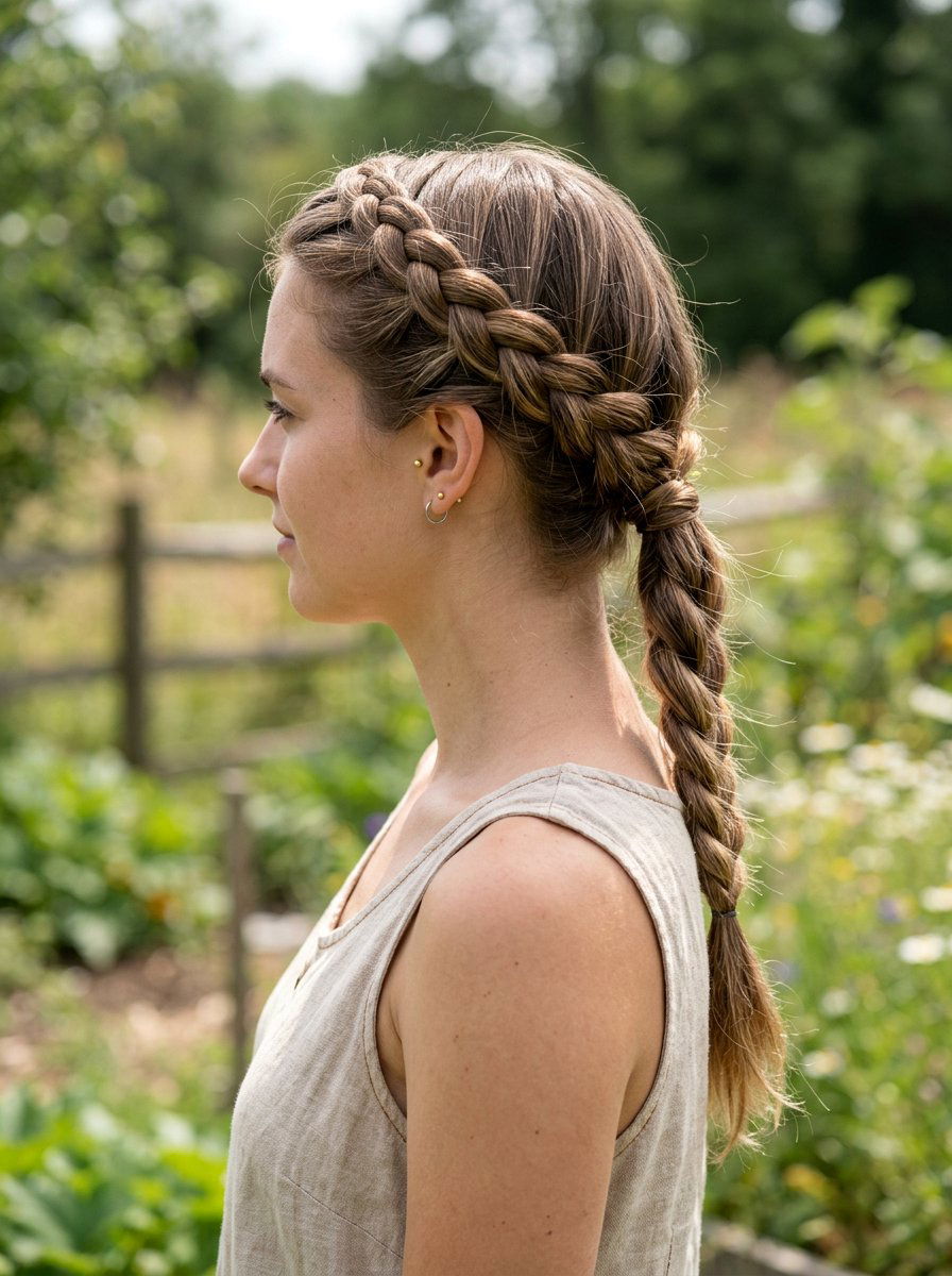 Milkmaid Braid Ponytail - 20 workout ponytail with braid - 20 workout ponytail with braid