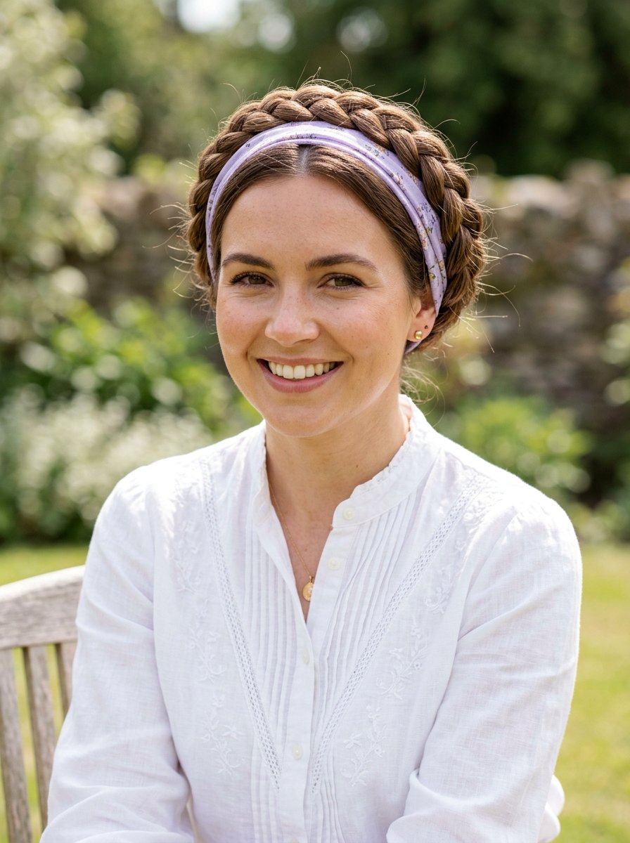 Milkmaid Braid Scarf - 20 scarf braid hairstyle for women - 20 scarf braid hairstyle for women