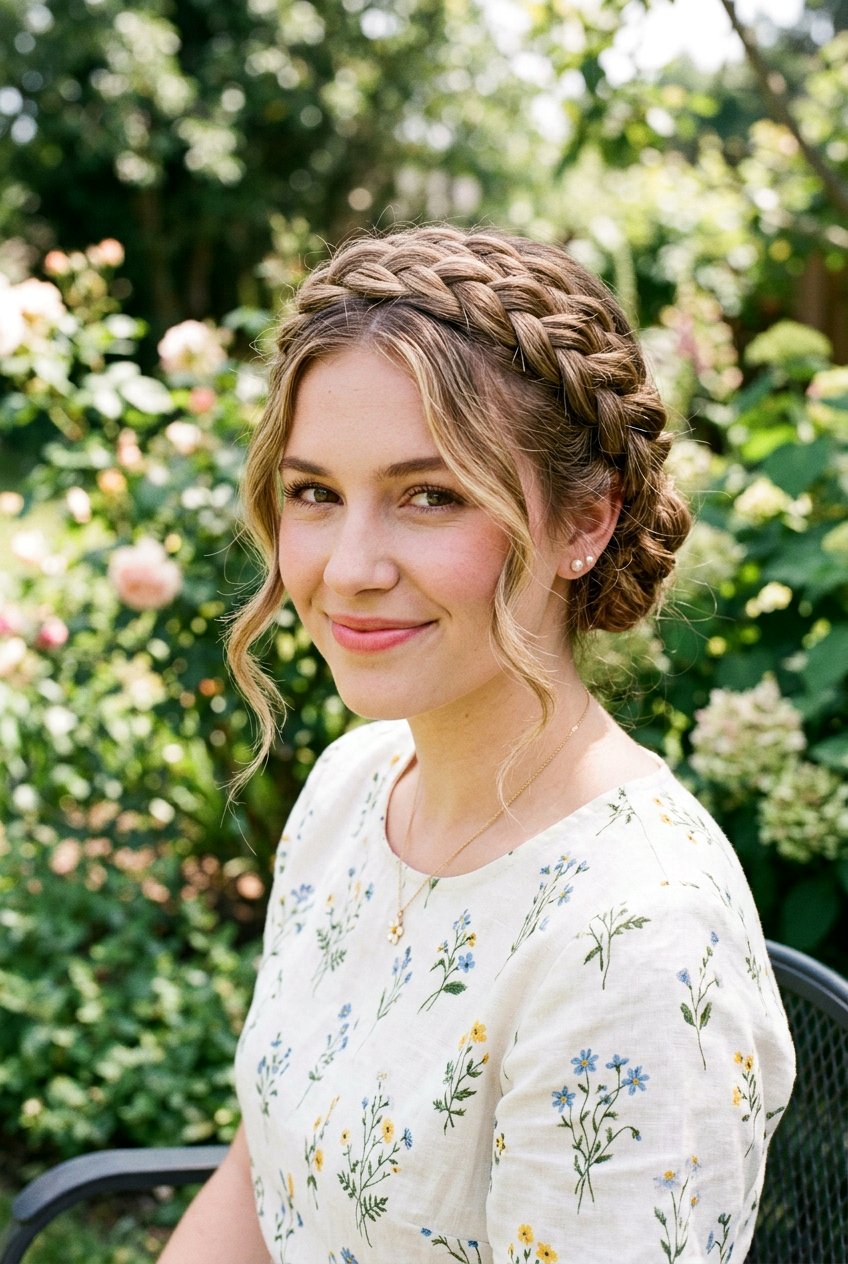 Milkmaid Braid Updo For Humid Days - 20 anti humidity updo hairstyles - 20 anti humidity updo hairstyles