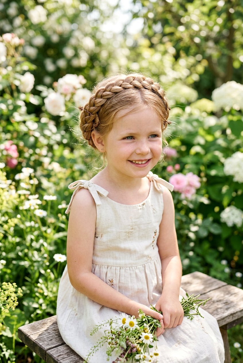 Milkmaid Braid Updo For Little Girl - 20 little girls party hairstyle with braids - 20 little girls party hairstyle with braids