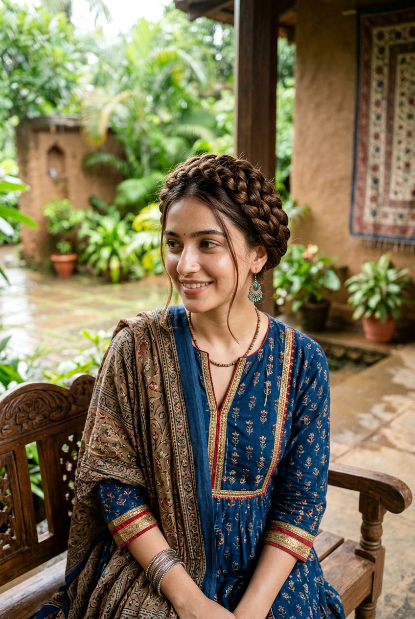 Milkmaid Braid for Long Hair in Monsoon - 20 monsoon hairstyle for long hair - 20 monsoon hairstyle for long hair