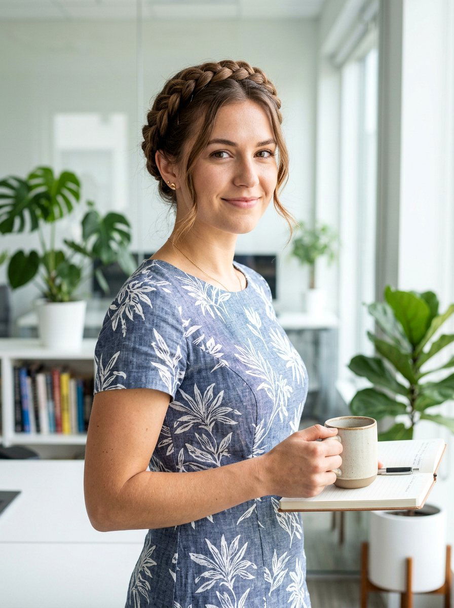 Milkmaid Braids - 20 office hairstyle for humid days