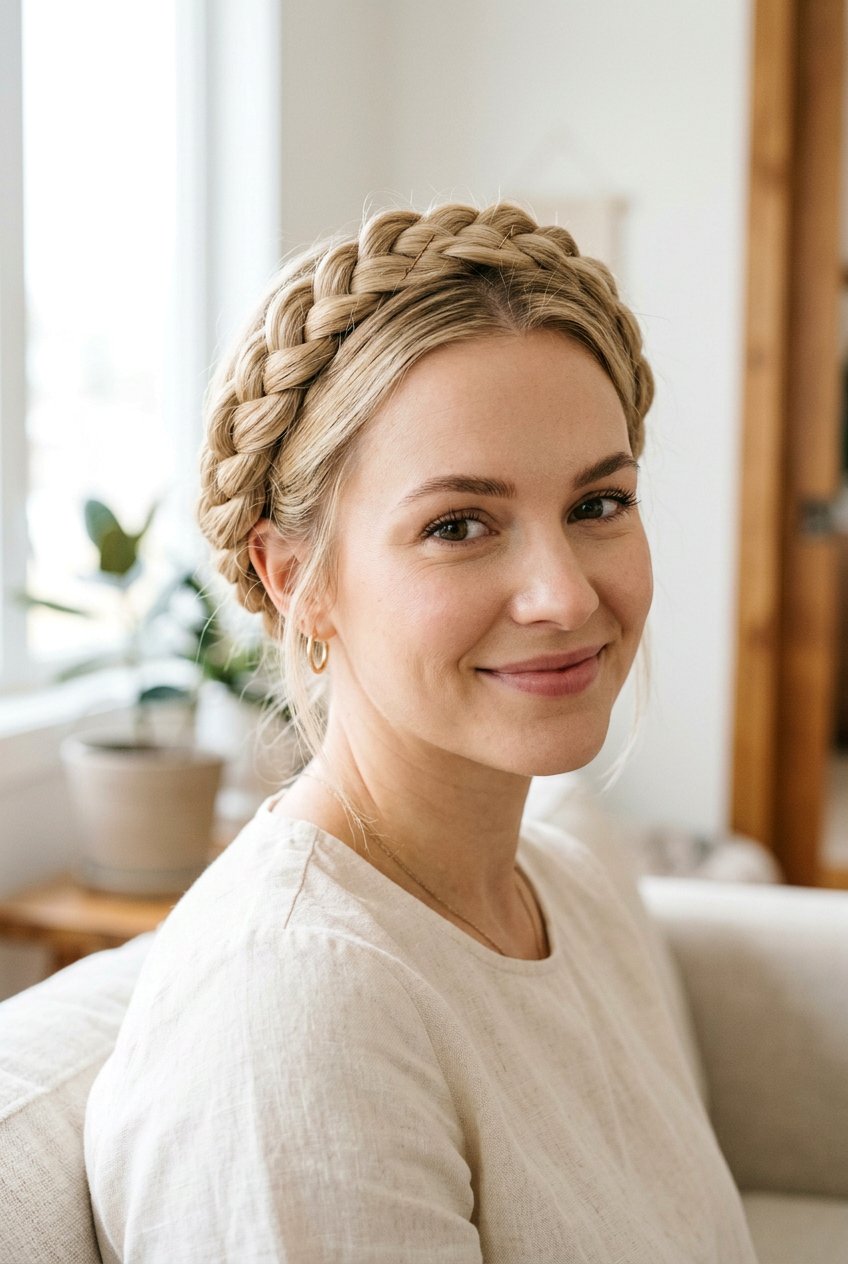 Milkmaid Braids - 20 bedtime braid hairstyles for waves - 20 bedtime braid hairstyles for waves