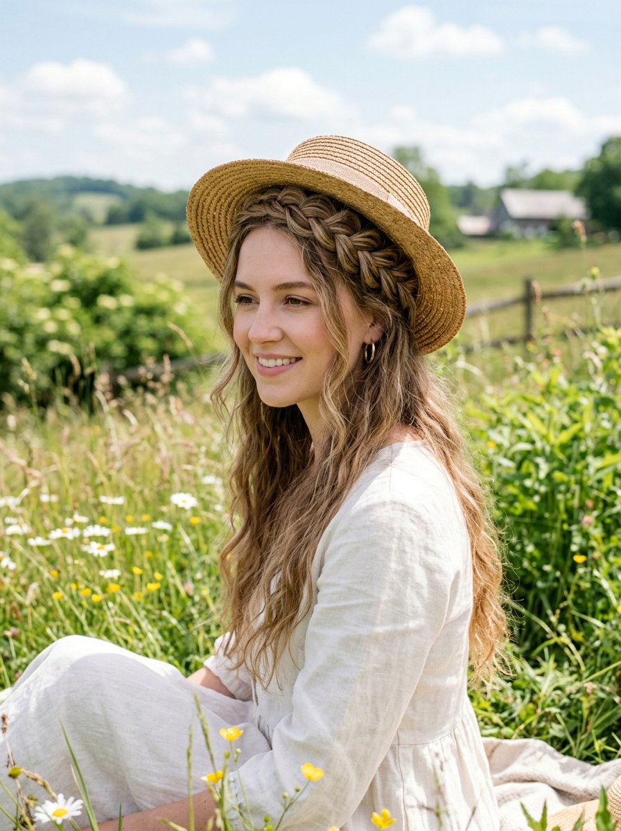 Milkmaid Half Up Braid - 20 vacation half up braid hairstyle - 20 vacation half up braid hairstyle