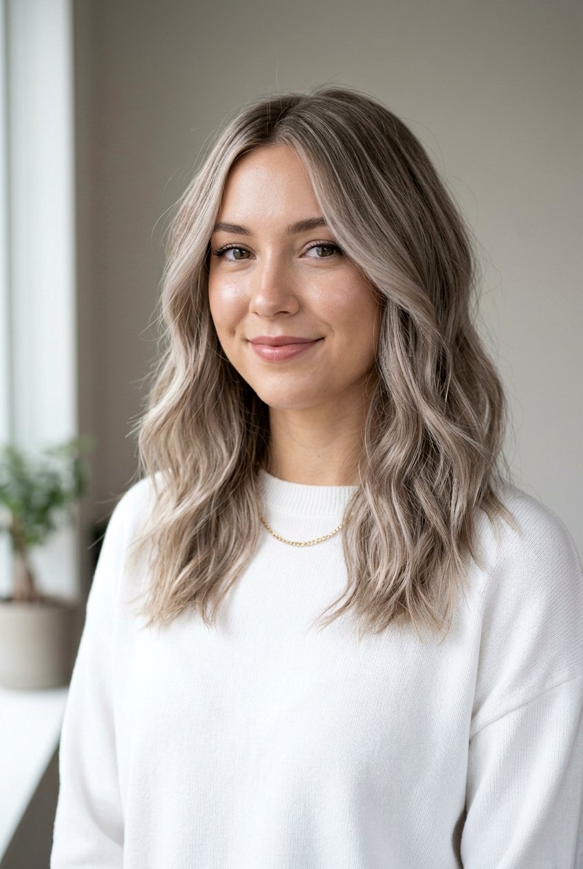 Milky Ash Blonde Babylights - 20 milky tea hair color - 20 milky tea hair color