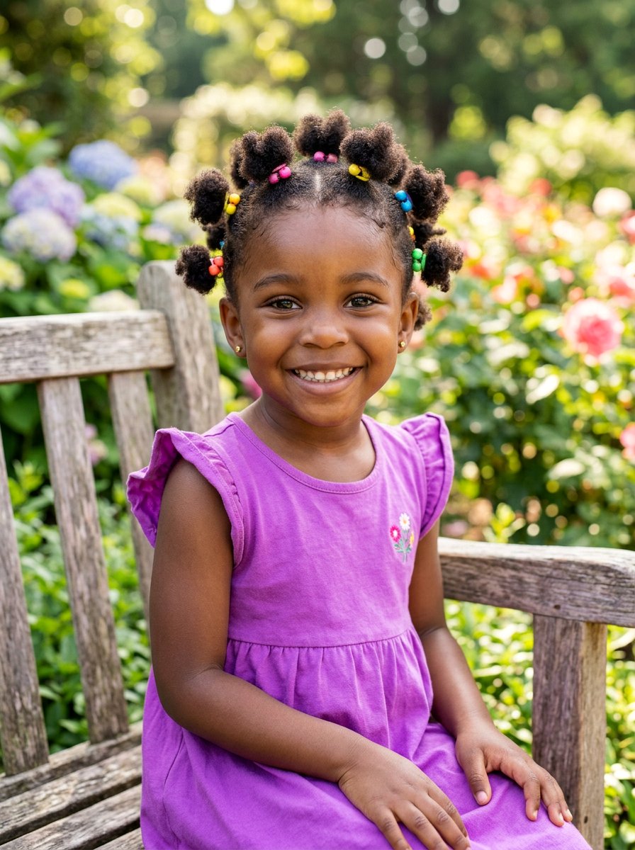 Mini Afro Puffs - 20 kids afro puff styles - 20 kids afro puff styles