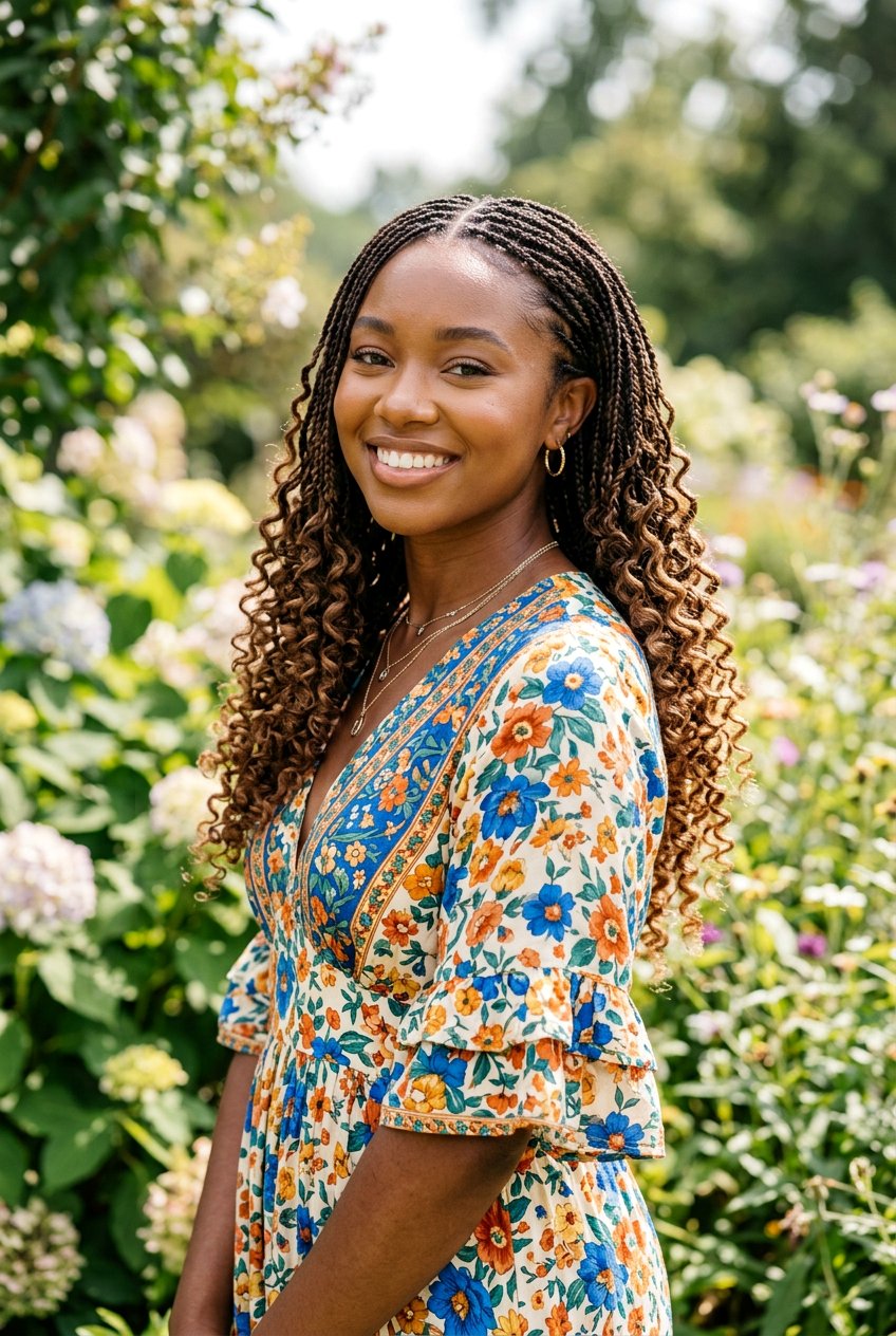 Mini Braids With Curly Ends - 20 mini braids on natural hair - 20 mini braids on natural hair