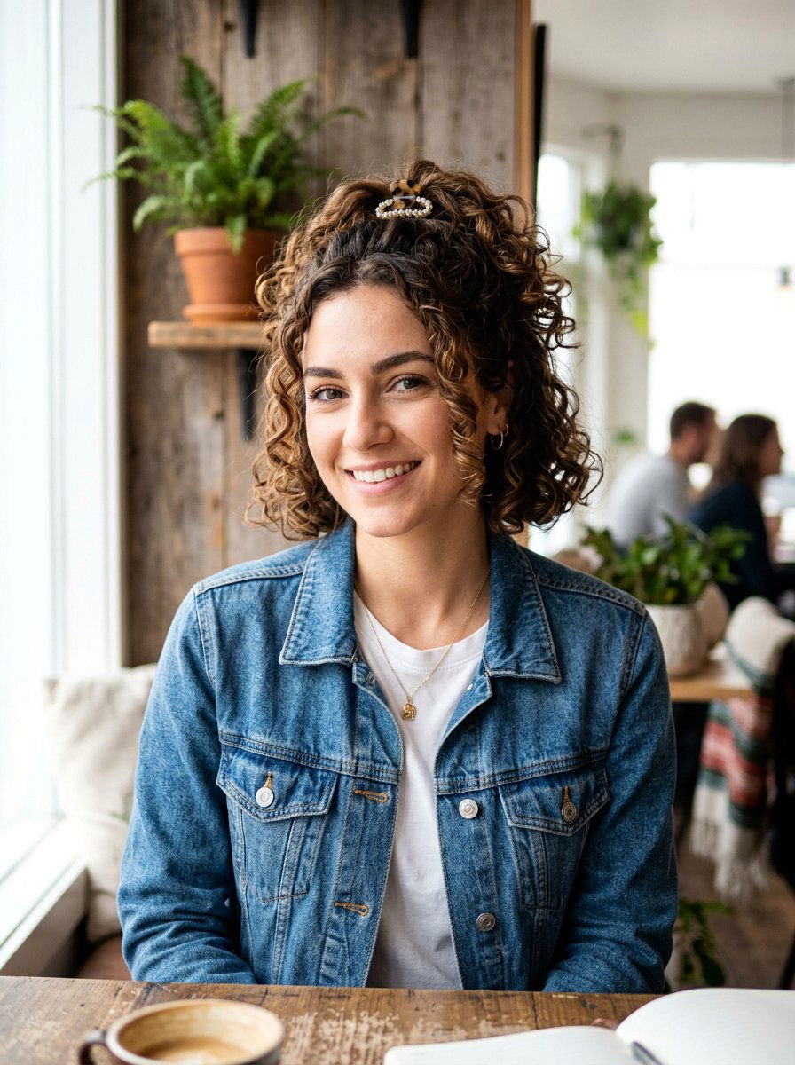 Mini Claw Clip Curly Half Up - 20 claw clip half up for curly hair - 20 claw clip half up for curly hair