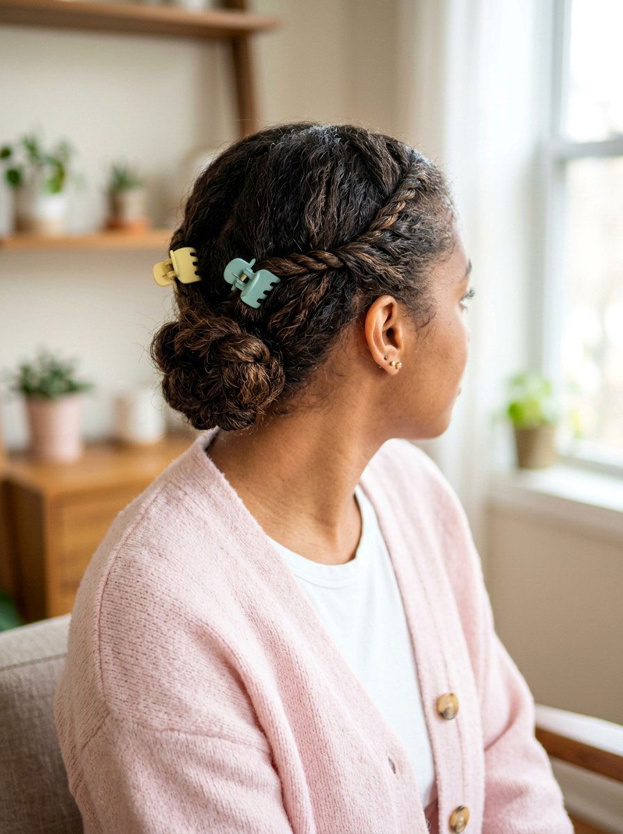 Mini Claw Clips For Sectioned Twist - 20 office hairstyle with claw clip twist - 20 office hairstyle with claw clip twist