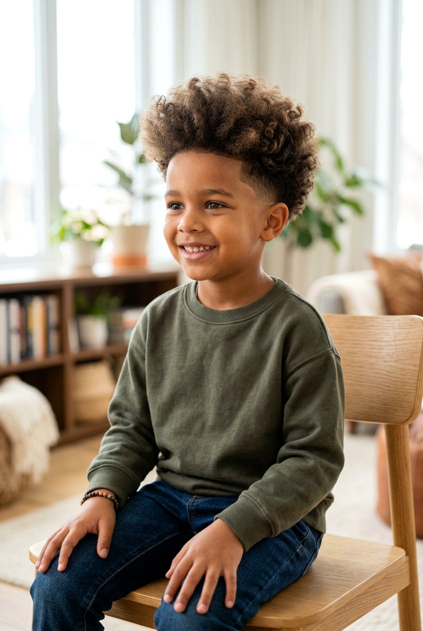 Mini Curly Blowout for Mixed Boys - 20 mixed boys curly haircuts - 20 mixed boys curly haircuts