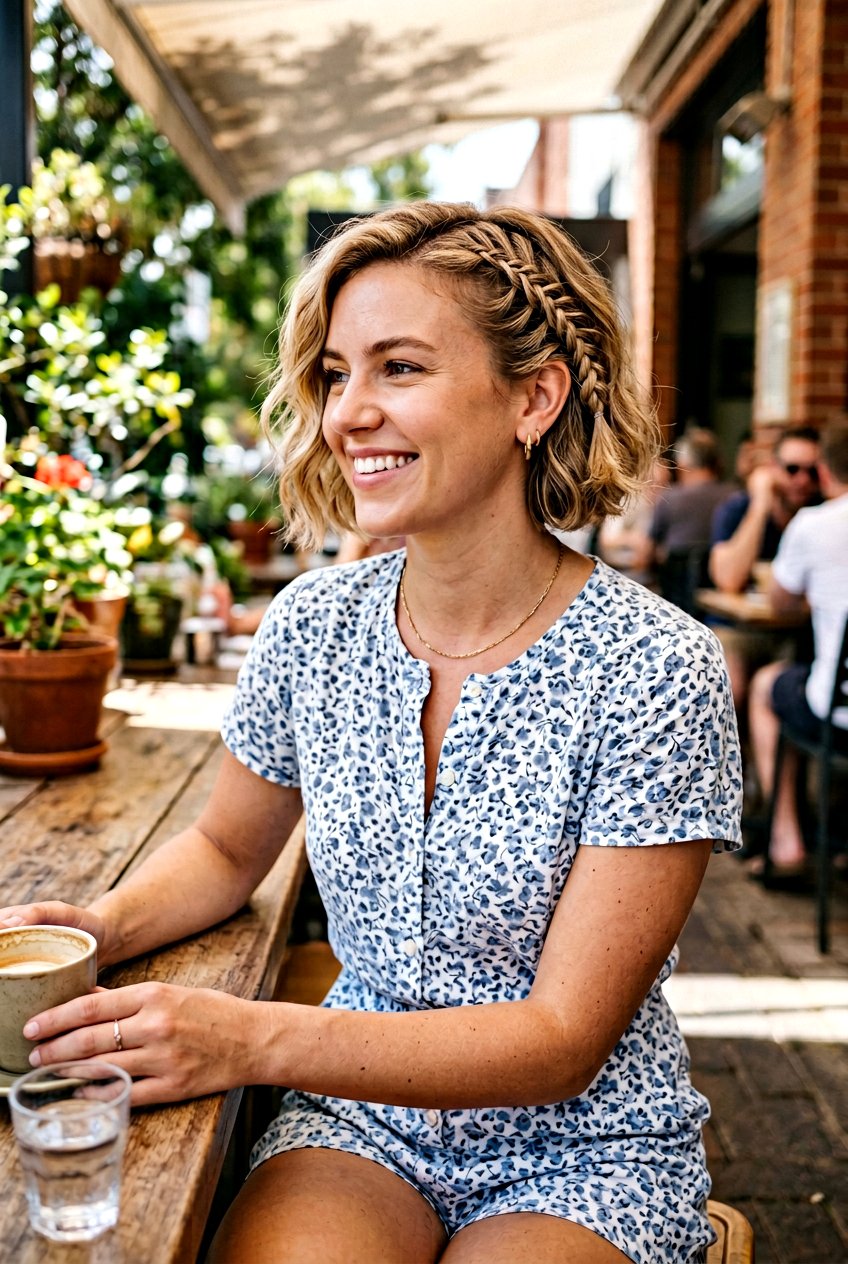Mini Fishtail Braid Short Bob - 20 beach hairstyle for short bob - 20 beach hairstyle for short bob