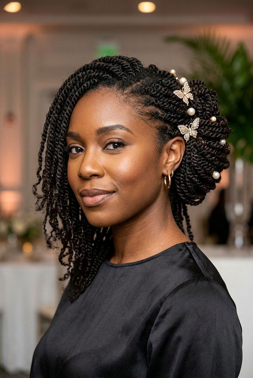 Mini Twist Bantu Knot Updo Combination - 20 mini twist updo hairstyle - 20 mini twist updo hairstyle