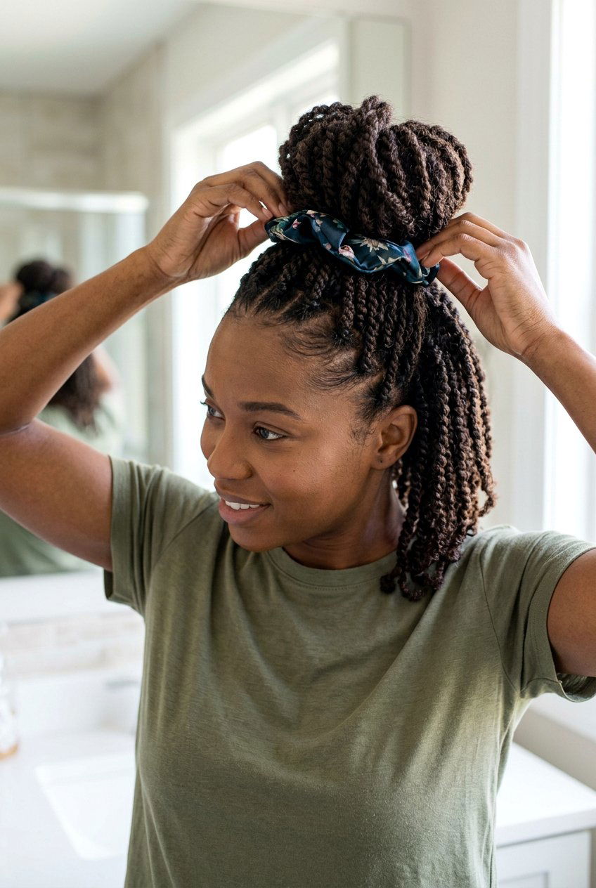 Mini Twist Bun with Scarf Wrap - 20 mini twist bun for natural hair - 20 mini twist bun for natural hair