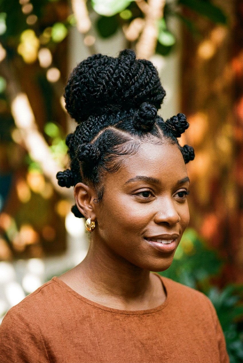 Mini Twist Low Side Bun - 20 mini twist bun for natural hair - 20 mini twist bun for natural hair