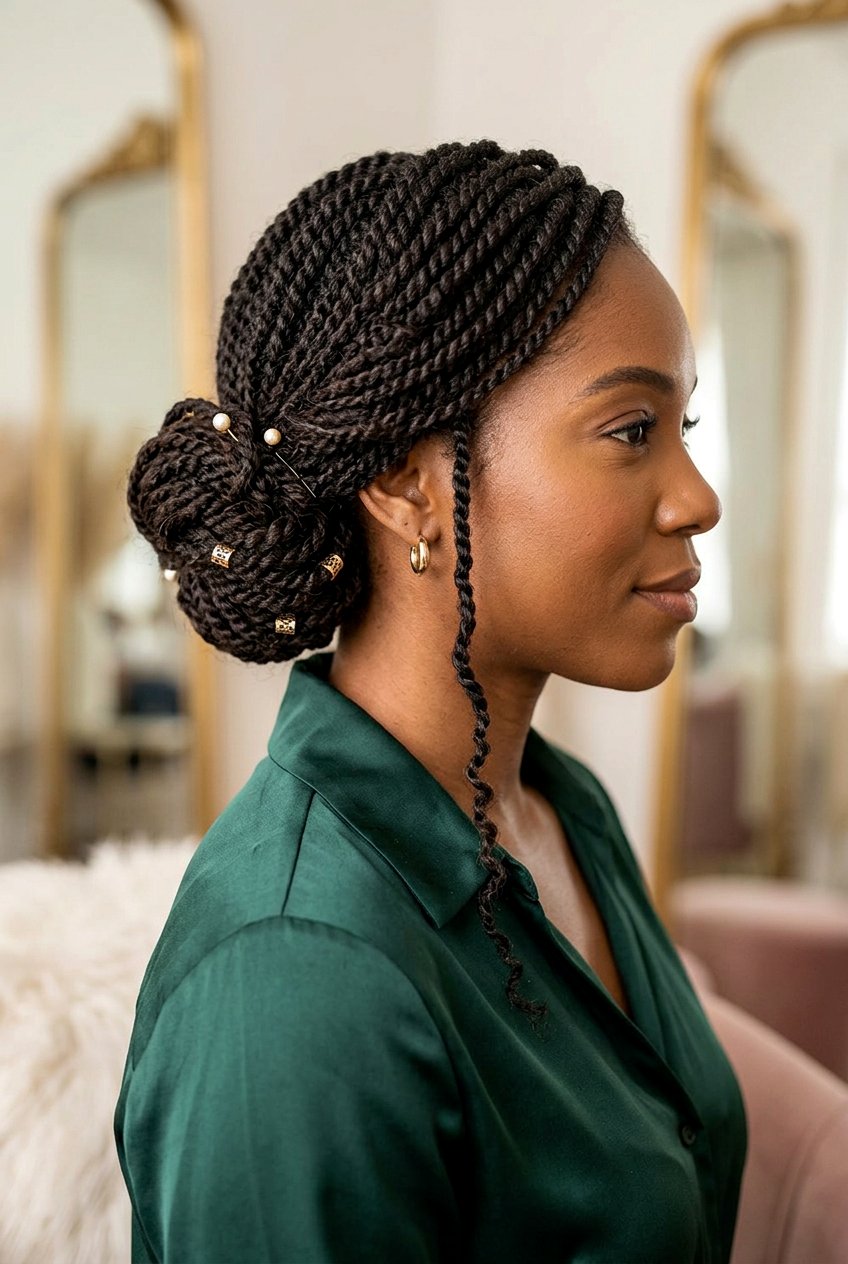 Mini Twist Puff Bun - 20 mini twist bun for natural hair - 20 mini twist bun for natural hair