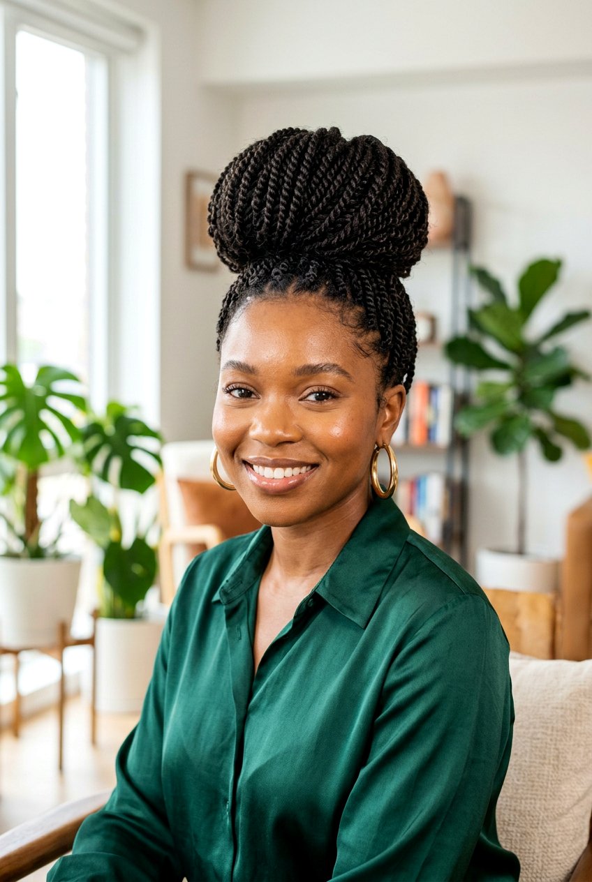 Mini Twists In A High Bun - 20 mini twists on 4c hair women - 20 mini twists on 4c hair women