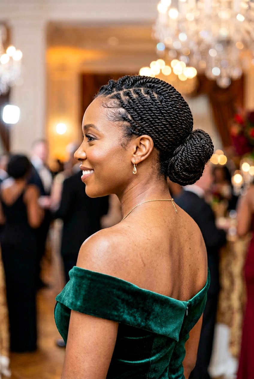 Mini Twists In A Low Bun - 20 mini twists on 4c hair women - 20 mini twists on 4c hair women