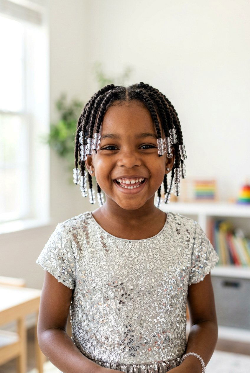 Mini Twists With Clear Beads - 20 little girls mini twist styles - 20 little girls mini twist styles