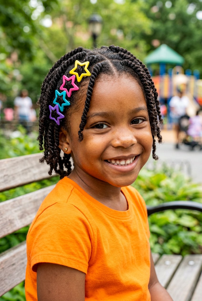 Mini Twists With Colorful Barrettes - 20 little girls mini twist styles - 20 little girls mini twist styles