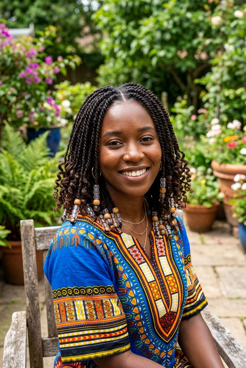 Mini Twists With Curly Ends With Beads - 20 mini twists with curly ends - 20 mini twists with curly ends