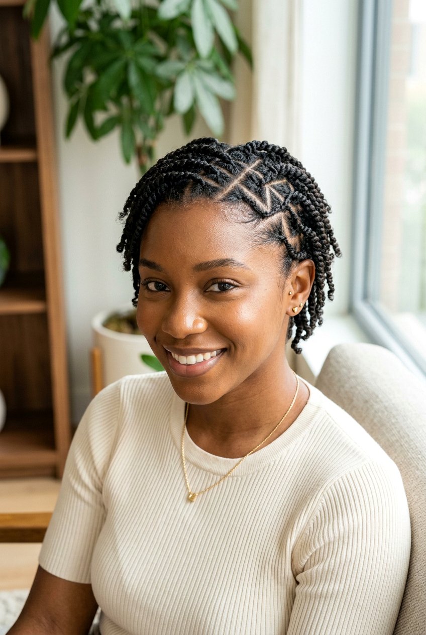 Mini Twists With Zig Zag Parts - 20 mini twists on 4c hair women - 20 mini twists on 4c hair women