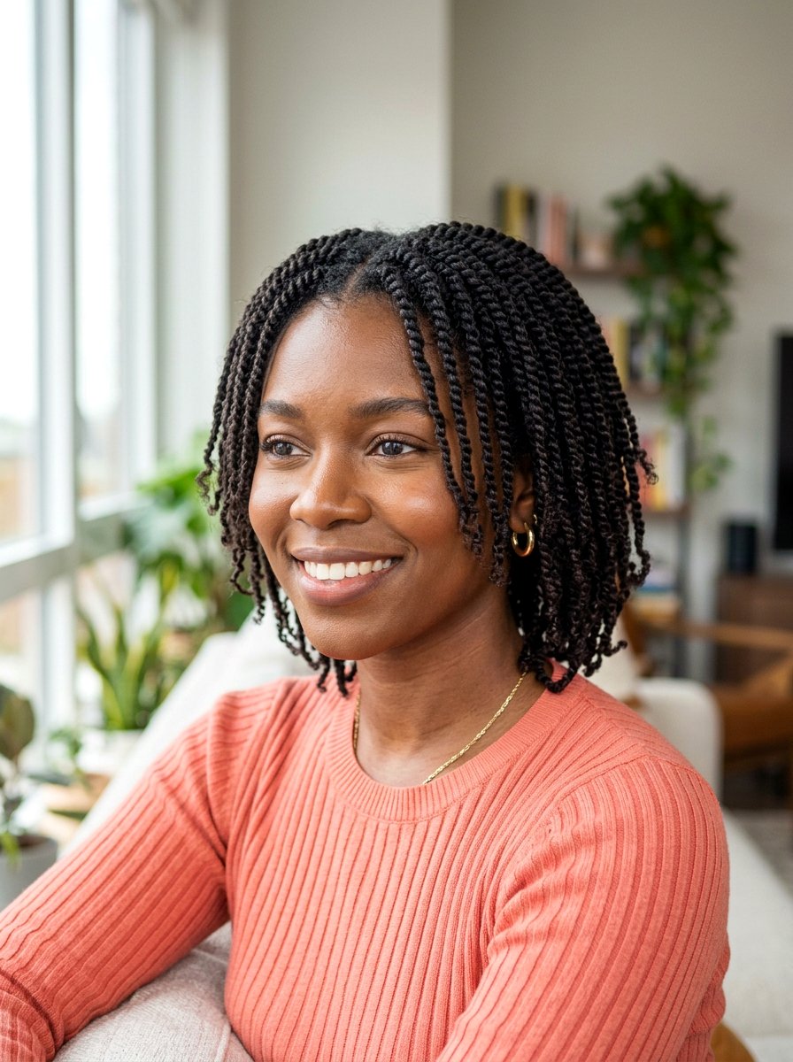 Mini Twists for Natural Hair - 20 simple work hairstyle for natural hair - 20 simple work hairstyle for natural hair