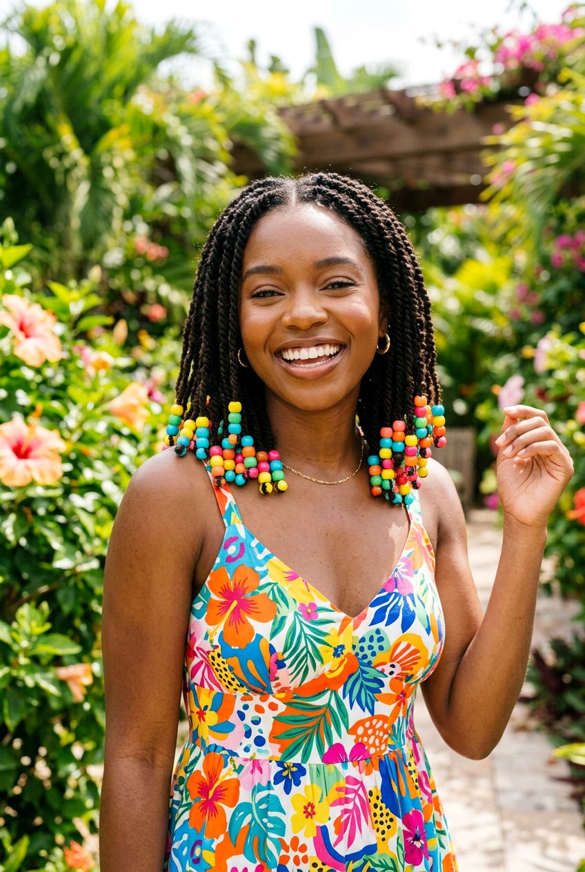 Mini twist bob with beads - 20 mini twist bob hairstyle - 20 mini twist bob hairstyle