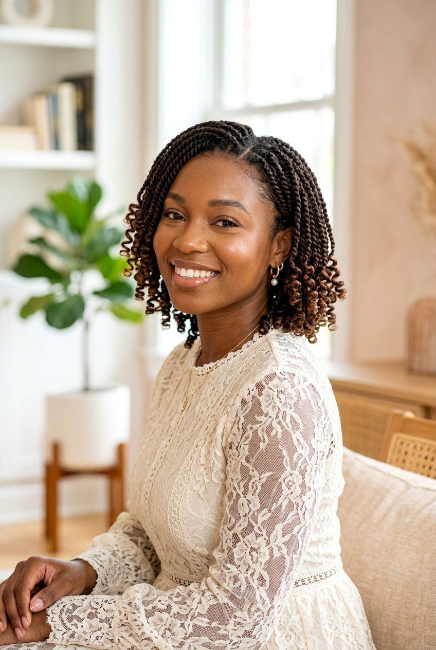 Mini twist bob with curly ends - 20 mini twist bob hairstyle - 20 mini twist bob hairstyle