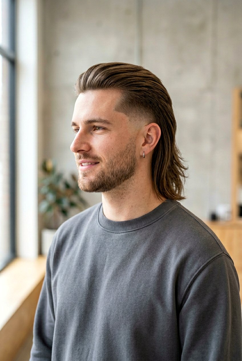 Minimalist Burst Fade Mullet Straight Hair - 20 burst fade mullet for men with straight hair - 20 burst fade mullet for men with straight hair