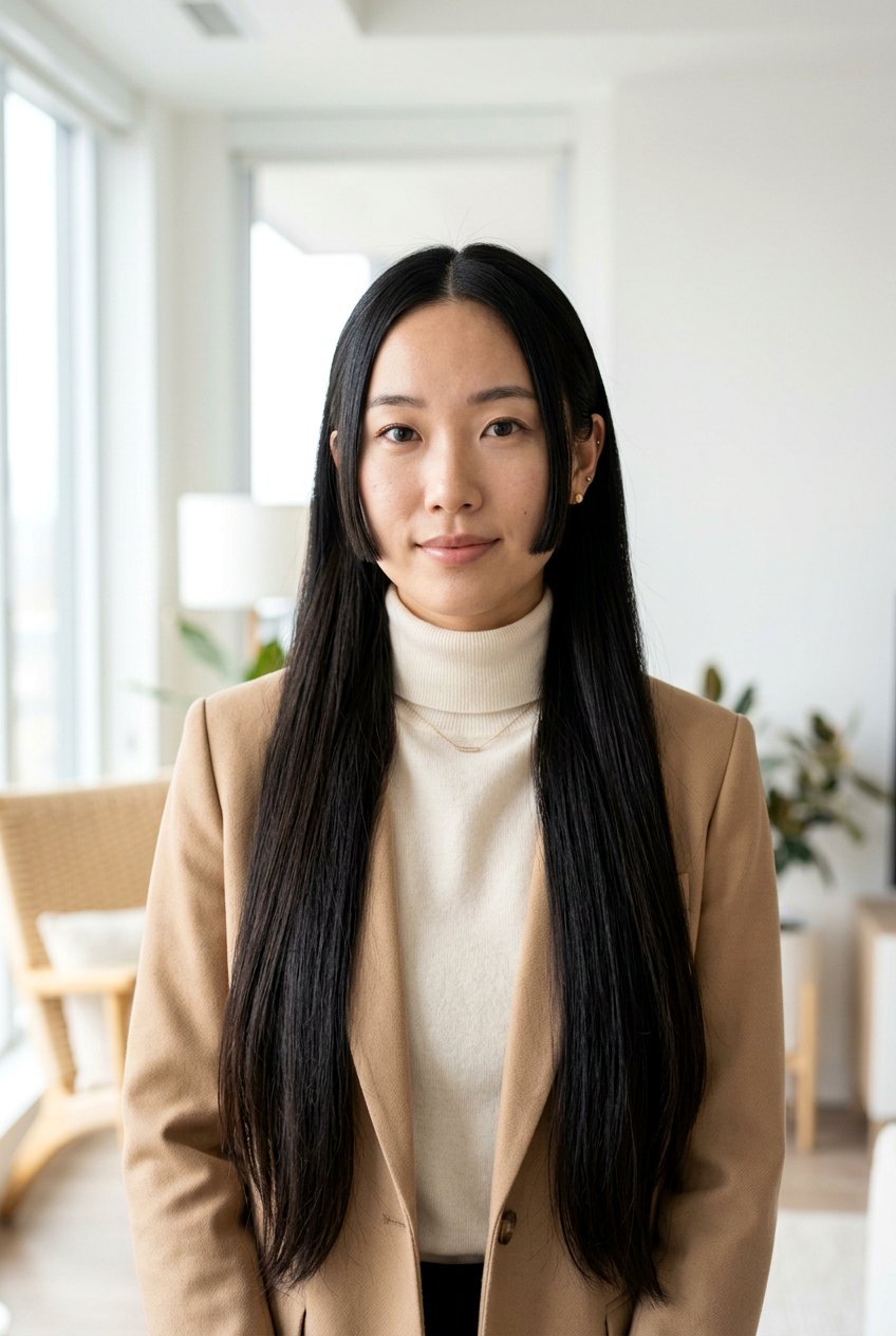 Minimalist Hime Cut with No Bangs - 20 hime haircut for straight long hair - 20 hime haircut for straight long hair