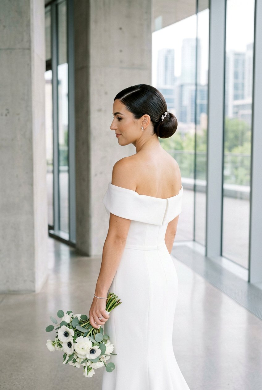Minimalist Sleek Bun With Side Part - 20 bridal sleek bun with side part - 20 bridal sleek bun with side part