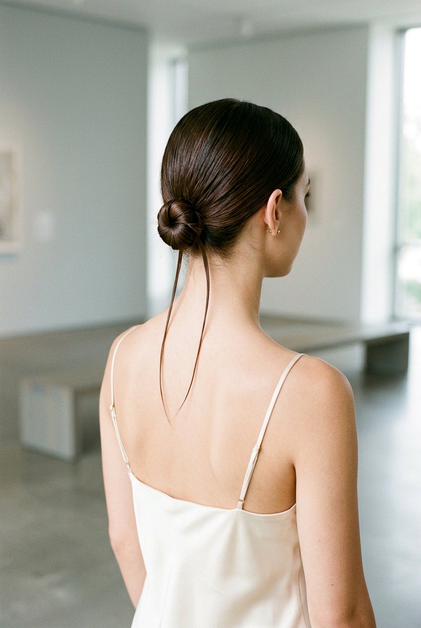 Minimalist Sleek Knot - 20 glamorous updo with soft tendrils - 20 glamorous updo with soft tendrils