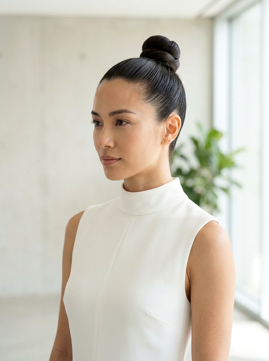 Minimalist Sleek Top Knot - 20 party hairstyle with sleek top knot - 20 party hairstyle with sleek top knot