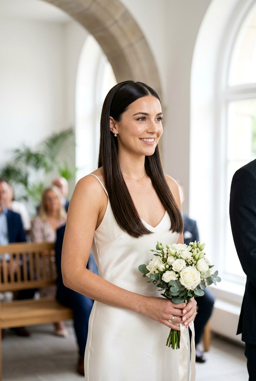 Minimalist Straight Hair Civil Wedding Hairstyle - 20 civil wedding hairstyles - 20 civil wedding hairstyles