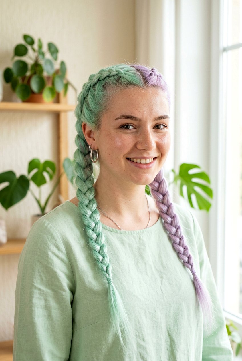 Mint And Lilac Split Dye - 20 alternative split hair color - 20 alternative split hair color