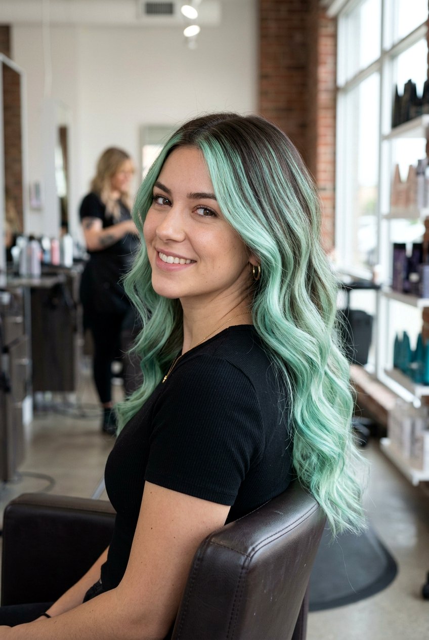 Mint Green Balayage Hair - 20 mint green hair color - 20 mint green hair color