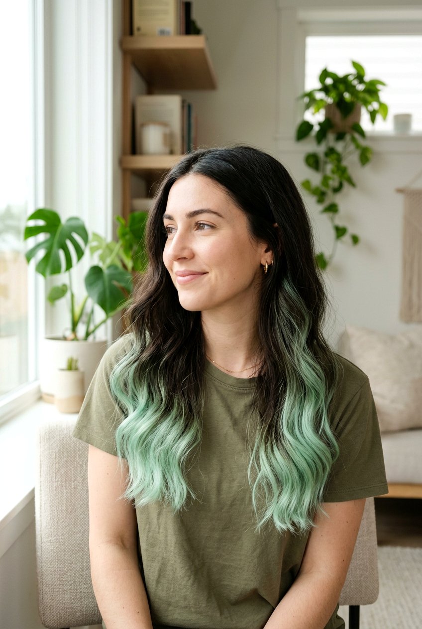 Mint Green Peekaboo Dyed Tips - 20 mint peekaboo highlights - 20 mint peekaboo highlights