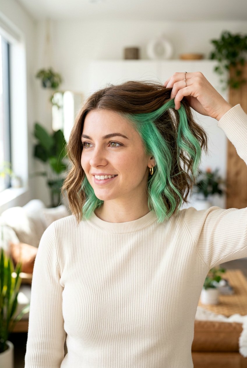 Mint Green Peekaboo Hair - 20 mint green hair color - 20 mint green hair color