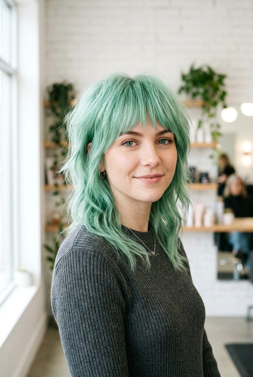Mint Green Shag Haircut - 20 mint green hair color - 20 mint green hair color