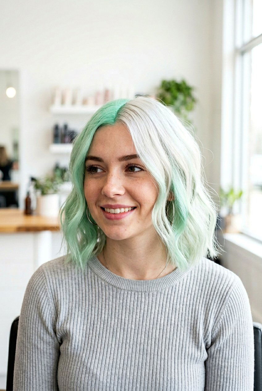 Mint Green Split Dye - 20 e girl hair color - 20 e girl hair color