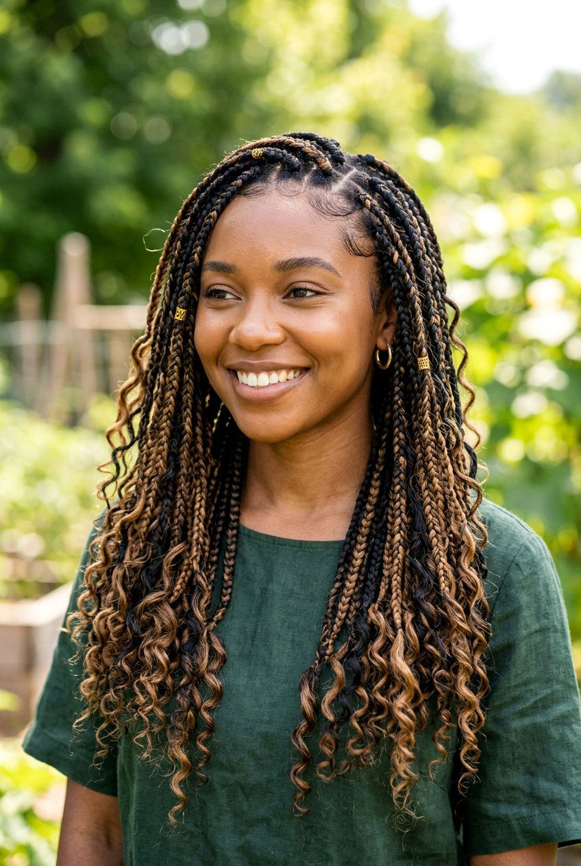 Mixed Color Bohemian Box Braids - 20 bohemian box braids - 20 bohemian box braids