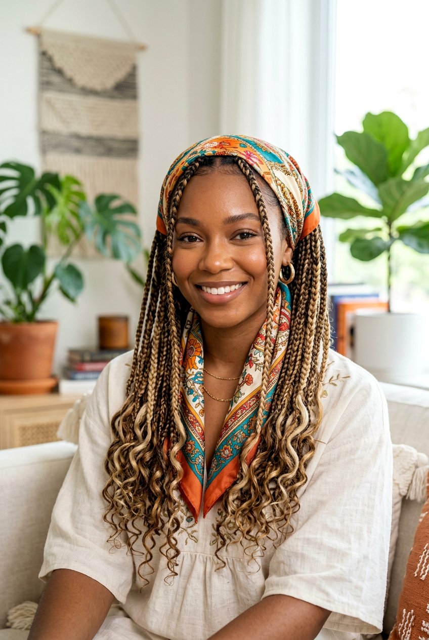 Mixed Color Boho Knotless Braids - 20 boho knotless braids hairstyle
