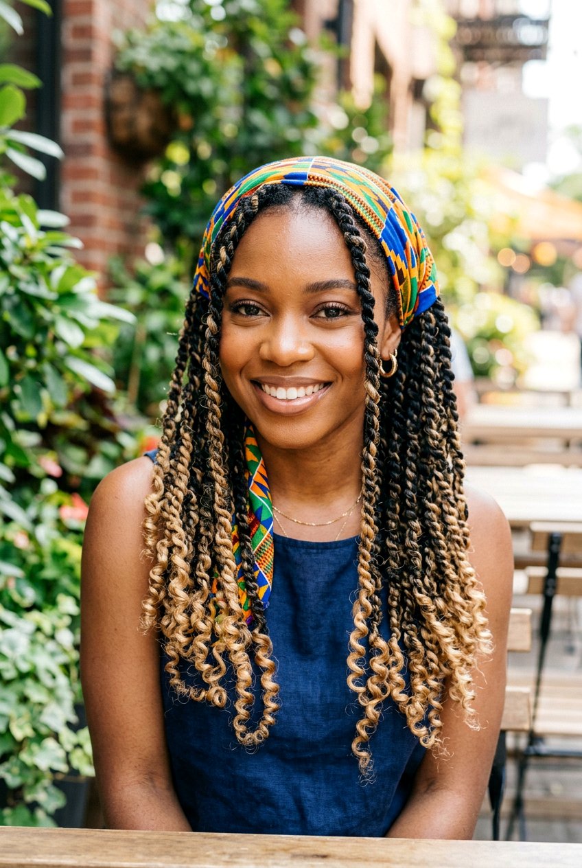 Mixed Color Passion Twists With Curly Ends - 20 passion twists with curly ends - 20 passion twists with curly ends