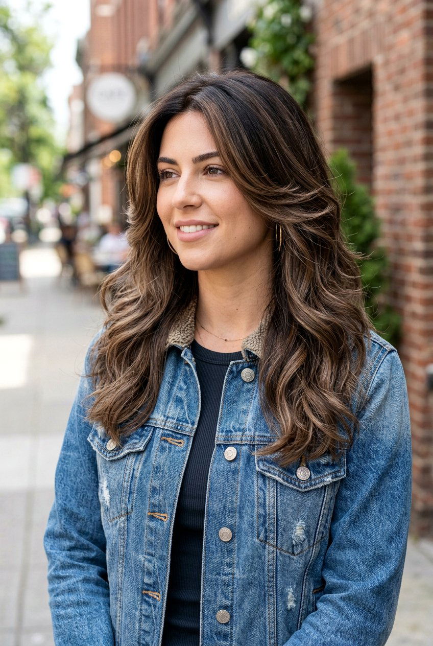 Mocha Balayage Brunette Butterfly Haircut - 20 brunette butterfly haircut color ideas - 20 brunette butterfly haircut color ideas