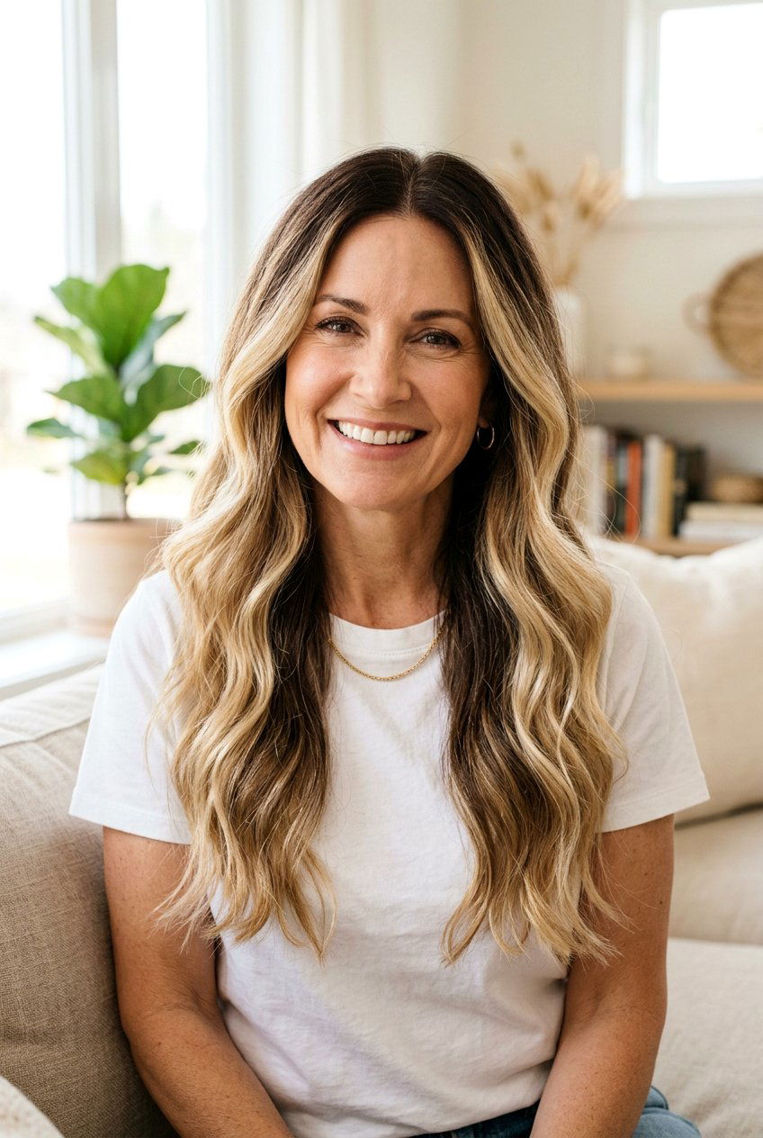 Mocha Brown With Blonde Balayage - 20 soft mocha brunette for mature women - 20 soft mocha brunette for mature women