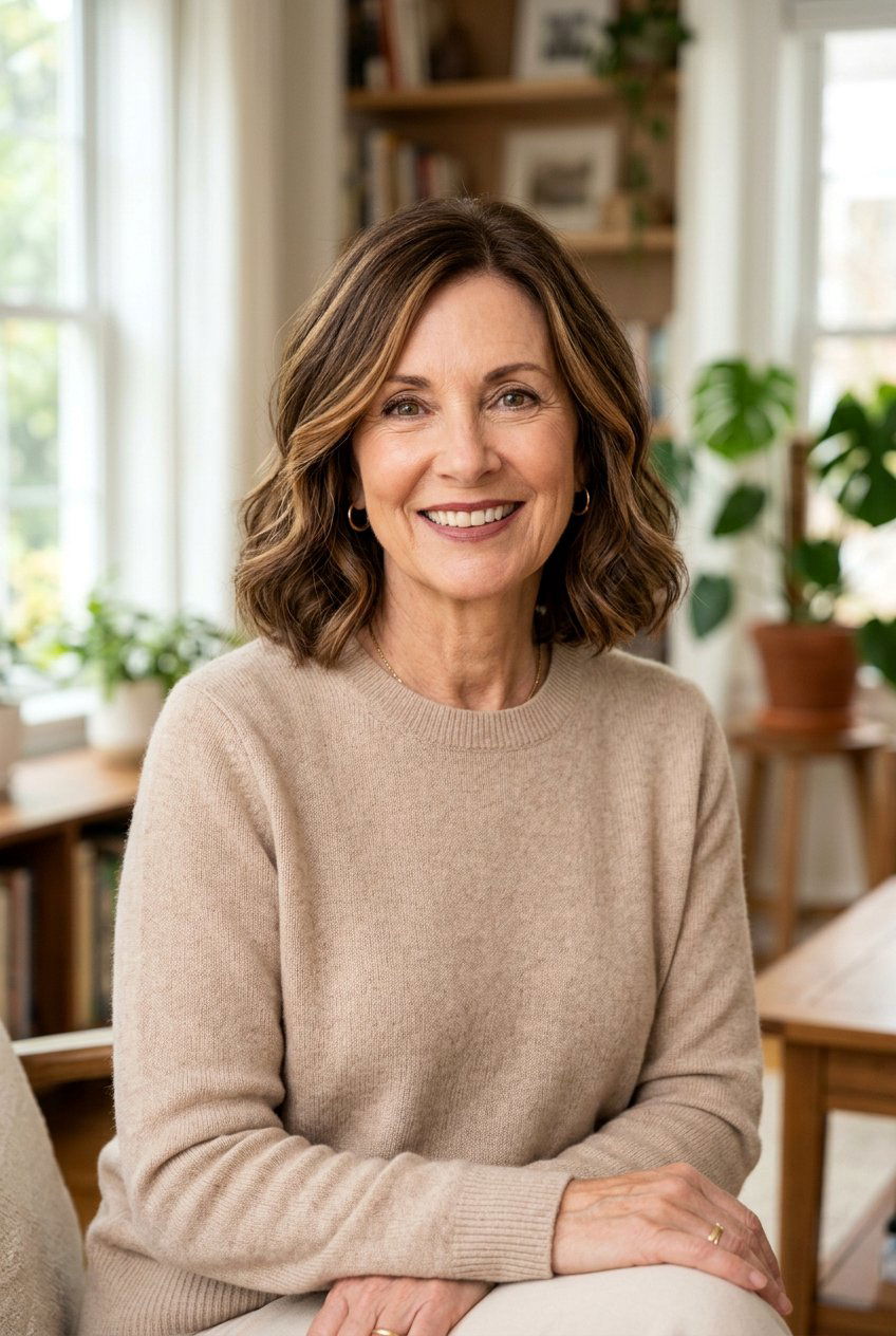 Mocha Brunette With Caramel Highlights - 20 brunette refresh for older women - 20 brunette refresh for older women