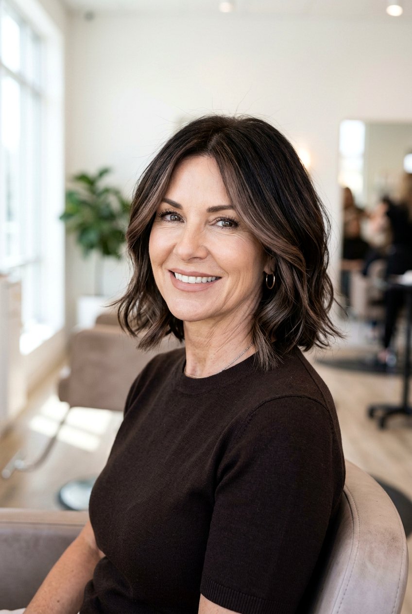 Mocha Face Framing Highlights - 20 face framing highlights for women over 50 - 20 face framing highlights for women over 50